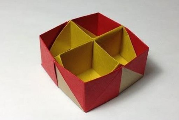 Origami storage box making tutorial teaches you how to fold a cross hand-made origami storage box