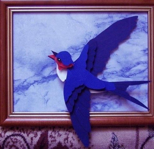 Three-dimensional paper carving drawing of swallow returning to spring handmade illustrated tutorial