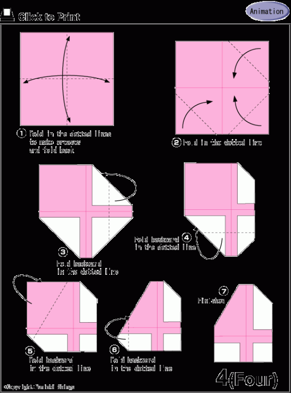 Origami Number 4 Manual Origami Illustrated Tutorial