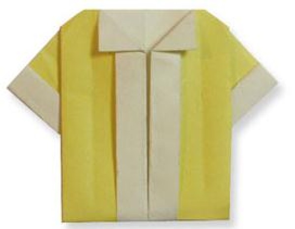 Illustrated tutorial on simple handmade origami shirts for children