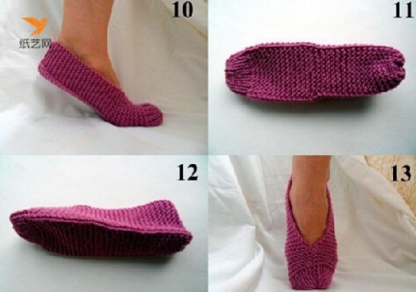 Wool knitting soft-soled flat shoes and floor socks stick stitch tutorial