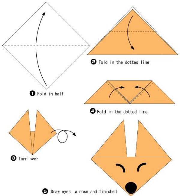 Simple Origami Fox Illustrated Tutorial