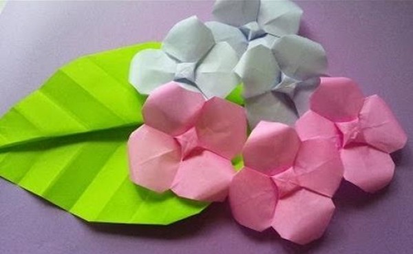 Origami flower encyclopedia - simple note paper origami hydrangea handmade origami video tutorial