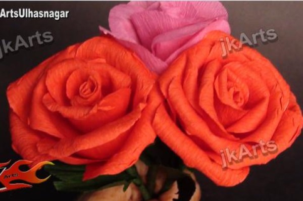 Paper rose hand-making tutorial teaches you to make beautiful hand-made roses using wrinkled paper