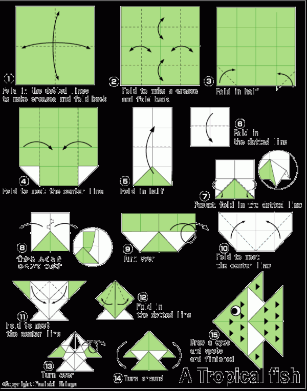 Tropical fish simple handmade origami tutorial for children