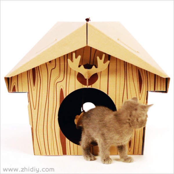 Cats house made of cardboard