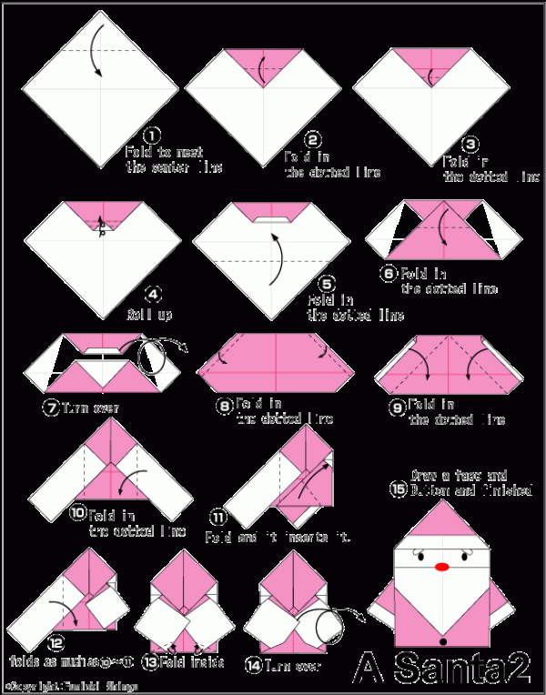 Cartoon Santa Claus DIY Illustrated Origami Tutorial