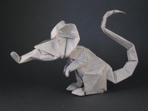 Origami mouse making tutorial (origami actual picture/schematic diagram)