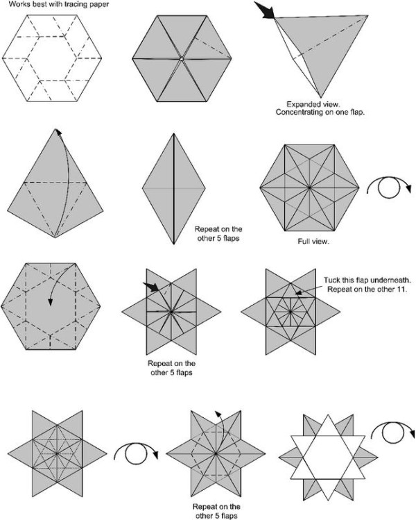 Origami Snowflake Drawing Tutorial