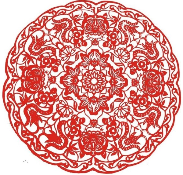 Symbol of important influence in Chinese folk paper-cut art