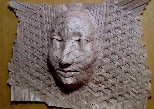 3D paper art of human face