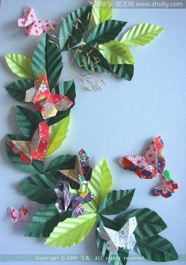 Appreciation of bird origami: dancing butterflies in spring