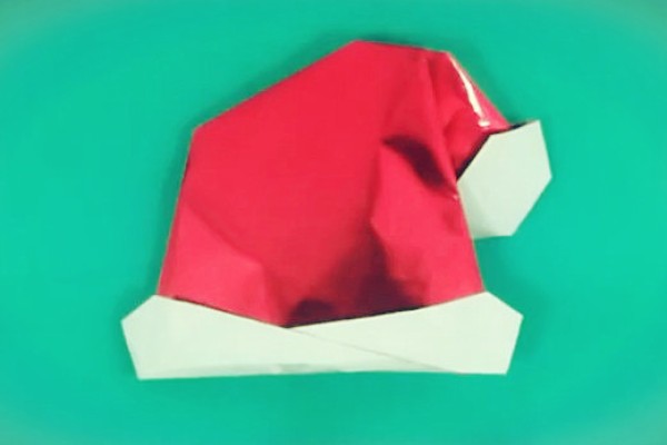 Christmas hat origami tutorial Christmas handmade origami video folding method