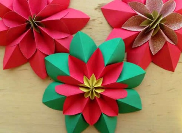 Christmas Origami Flowers Part 1 - Video Tutorial on How to Fold Poinsettia