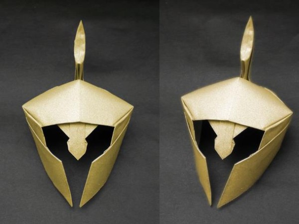 Halloween Origami Encyclopedia - Origami Helmet Tutorial teaches you Halloween origami masks