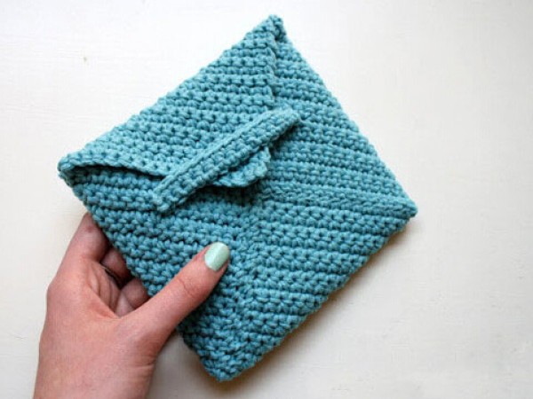 Handmade crocheted envelope for Christmas cards