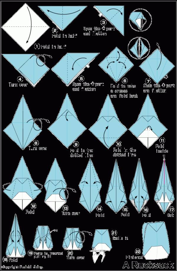 Illustrated tutorial for handmade origami sports backpack