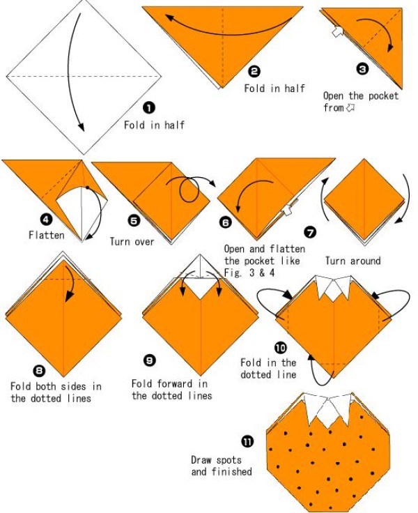 Simple handmade origami persimmon tutorial for children