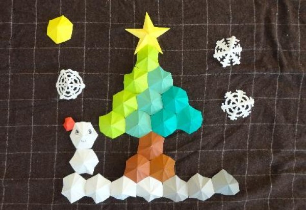 Christmas origami paper-pieced Christmas tree | DIY Christmas painting tutorial