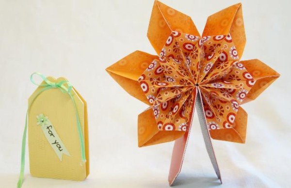 How to make origami flower three-dimensional greeting card - fan-shaped greeting card - mini Fathers Day three-dimensional greeting card