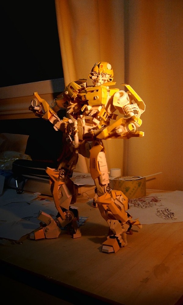 Transformers Bumblebee made of paper by Chinese people