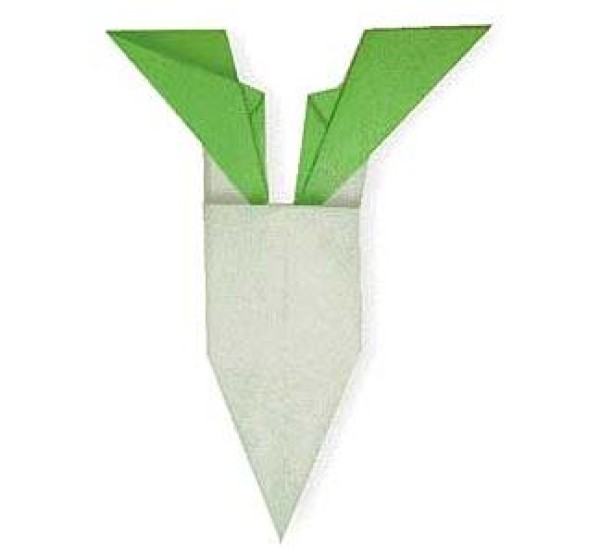 Simple origami tutorial for children to make white radish