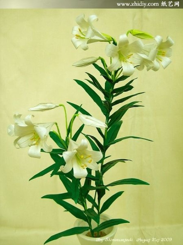 Work by Satsuki Shimizu—Origami Easter Lily by Origami