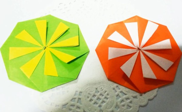 Simple handmade origami octagonal decorative coaster for Childrens Day - practical origami tutorial