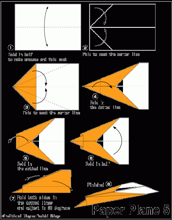 Origami tutorial on how to fold a fighter paper plane