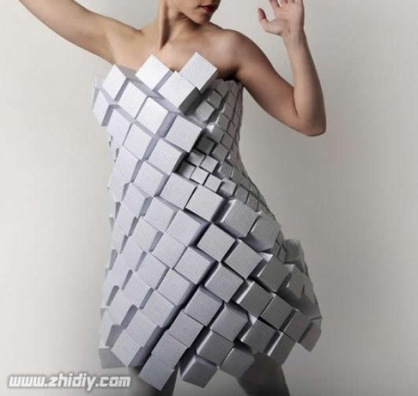 Paper art costumes by Sarajevo artist geometric art