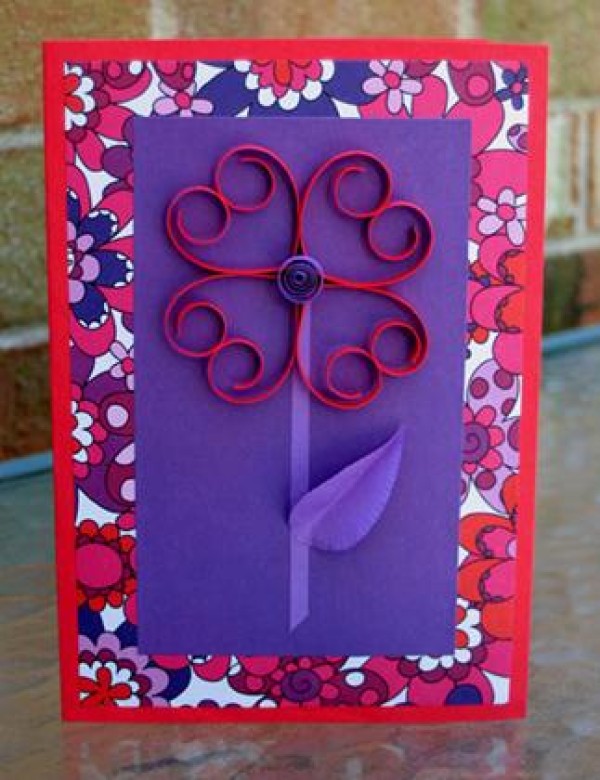 Simple heart-shaped paper flower Valentines Day card decoration tutorial