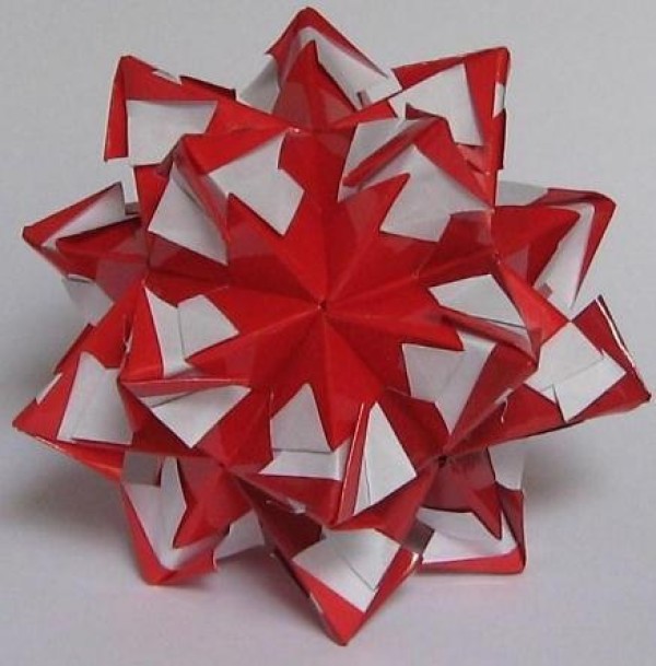 Illustrated tutorial for origami water chestnut paper ball flower