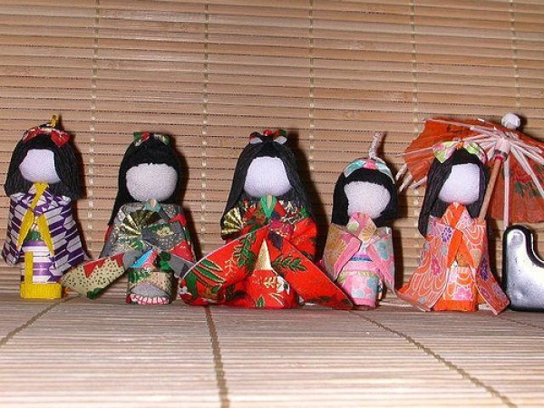 Cute Japanese kimono paper art doll