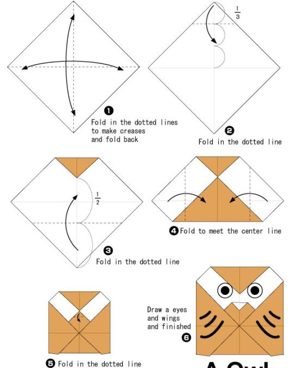 Simple handmade owl origami tutorial