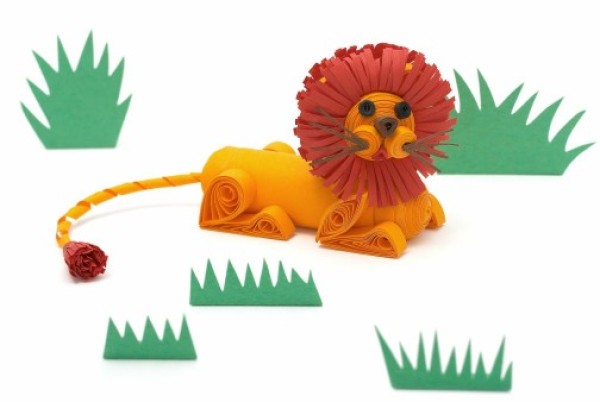 Three-dimensional paper lion handmade illustration tutorial