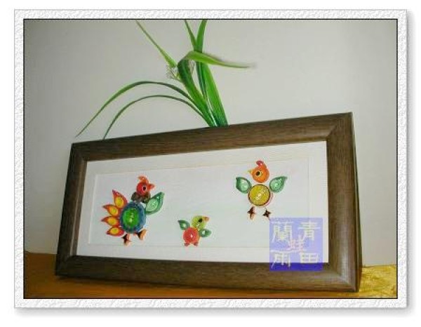 Qingtian orchid tree frog quilled paper colored chicken