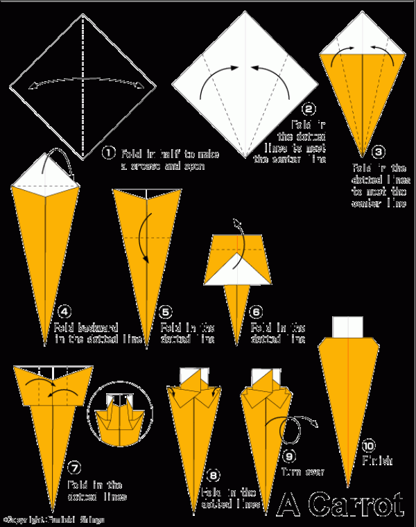 Simple origami carrot tutorial