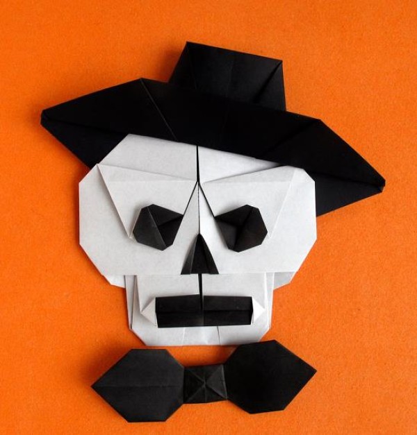 Halloween Origami Encyclopedia teaches you how to fold origami skull handmade tutorial