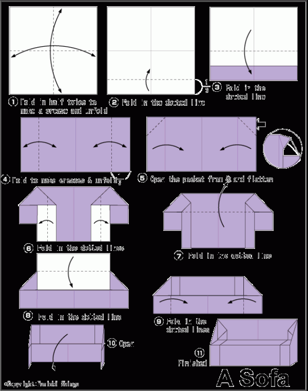 Origami Furniture Origami Sofa Manual Origami Illustrated Tutorial