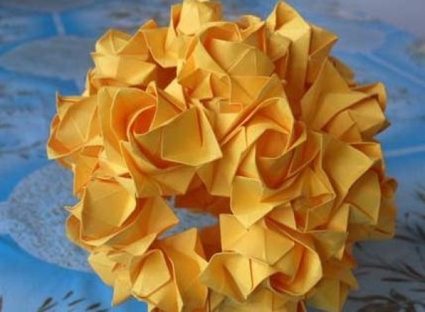 Fukuyama Origami Rose Paper Ball Flower Combination Tutorial