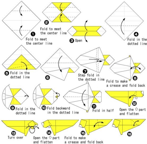 Simple tiger origami tutorial for children