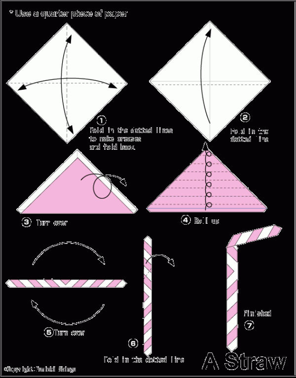 Simple origami straw tutorial for children