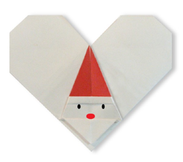 Heart-shaped Santa handmade diy origami illustrated tutorial