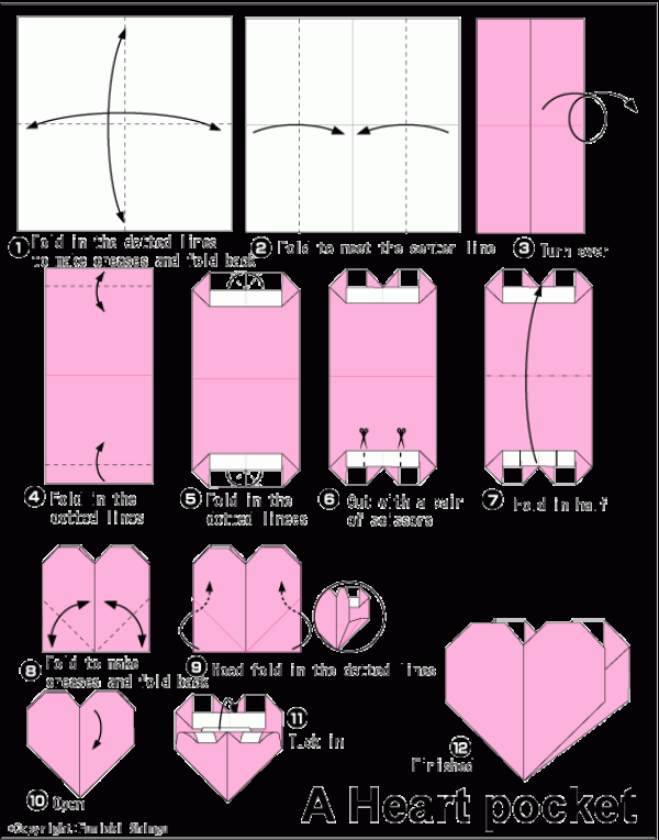 Origami Heart Bag Origami Illustrated Tutorial