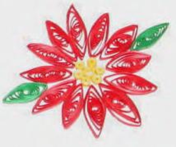 Basics of paper quilling—making Christmas poinsettia paper quilling