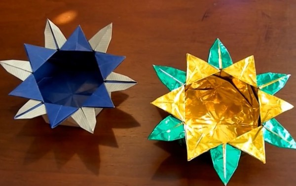 Origami Box Collection - Sunflower Origami Flower Tutorial teaches you how to make a beautiful Sunflower Origami Box