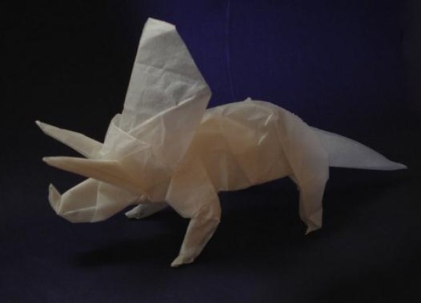 Dinosaur origami tutorial: Triceratops origami tutorial [Animal origami chart]