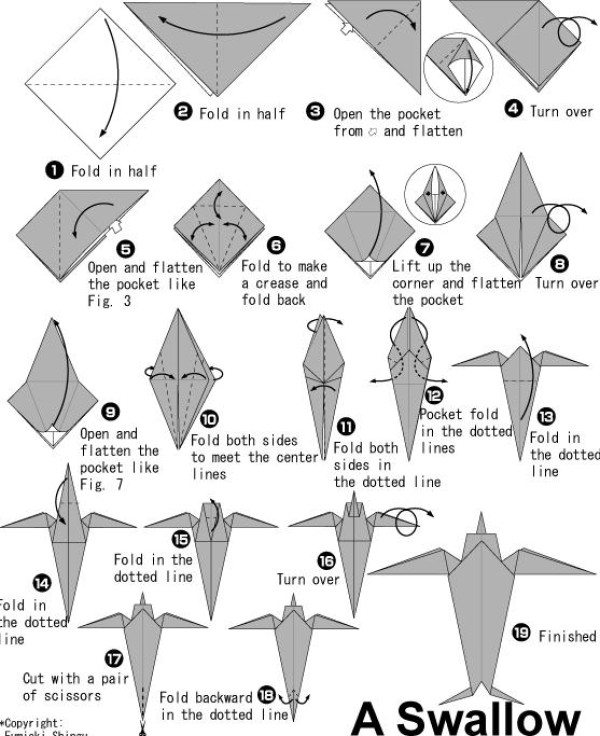 Simple Origami Swallow Handmade Origami Tutorial for Children