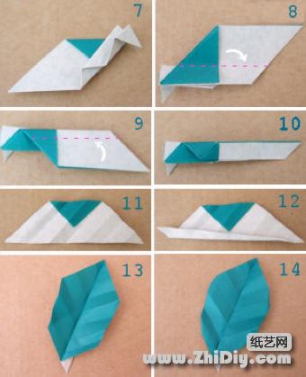 Making origami leaves (suitable for origami rose decoration)