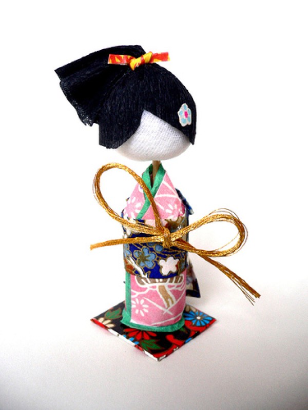 Cute Japanese kimono paper art doll